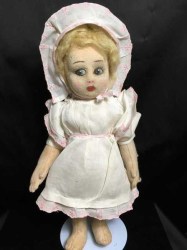 13'' ORIGINAL DRESS FELT LENCI  ITALIAN BLONDE FELT DOLL, NO TAGS, NOT PERFECT